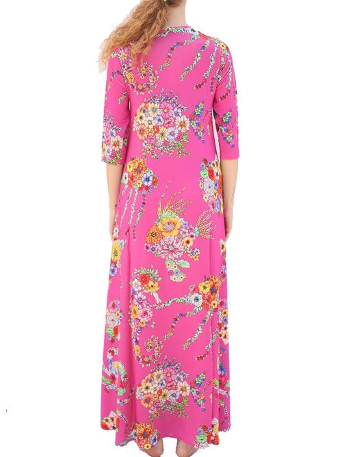 Long jersey dress Laboratorio Capri | TRAGARADRESSFIORIPESCIFUCSIA